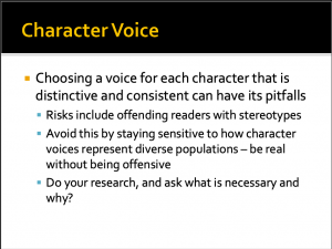 Slide showing character voice as an example